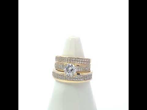 10K Two-tone Gold His & Hers Cubic-Zirconia Trio Ring Set