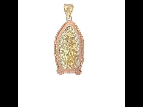 10K Gold Tri-Color Unisex Guadalupe Mary Religious Charm Pendant