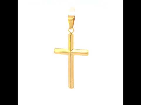 Stainless Steel Yellow-tone Mens Cross Religious Charm Pendant