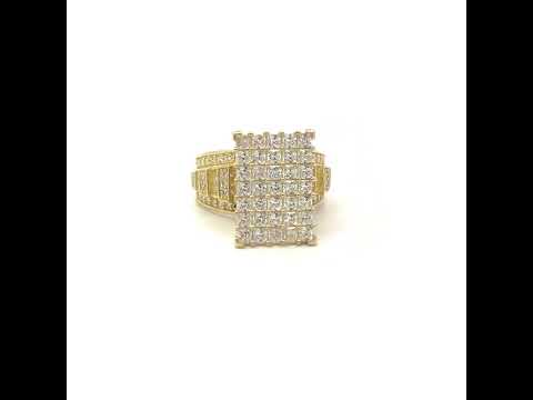 10K Yellow Gold Mens Princess-cut Cubic-Zirconia Square Head Pinky Ring
