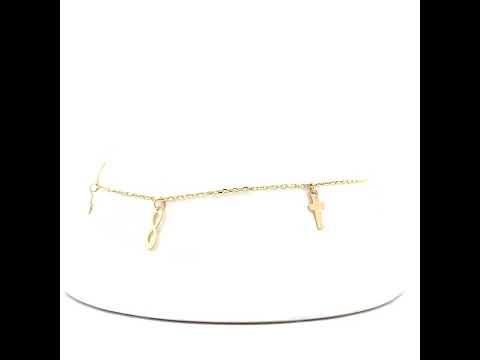 10K Yellow Gold Womens Cubic-Zirconia Infinity Heart Charms Chain Anklet Size 9 + 1 Inches