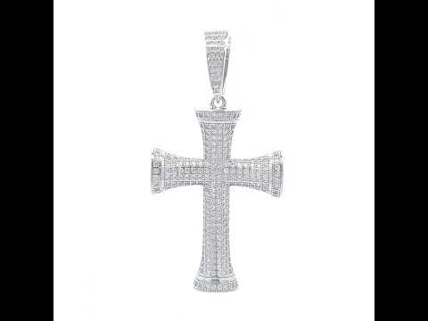 925 Sterling Silver Unisex CZ Cross Religious Charm Pendant