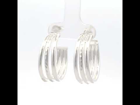 925 Sterling Silver Womens Diamond-Cut Round Tube Hoop Earrings