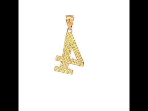 10K Yellow Gold Unisex Number 4 Charm Pendant