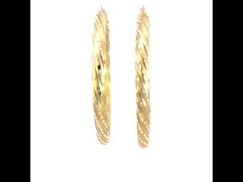 10K Yellow Gold Womens Diamond-cut Spotted Patterned Fancy Hoop Earrings 5mm-57