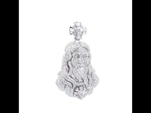 925 Sterling Silver Mens 5.92ct Round 0.54ct Baguette Moissanite Cross Jesus Religious Pendant