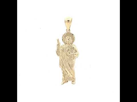 10K Yellow Gold Mens St. Jude Religious Charm Pendant