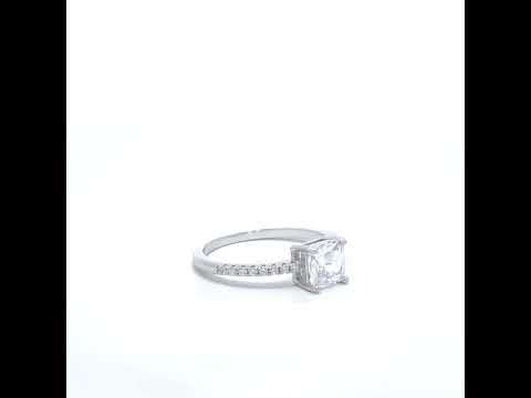 925 Sterling Silver Womens Princess-Cut Round Cubic-Zirconia Engagement Ring Size 5