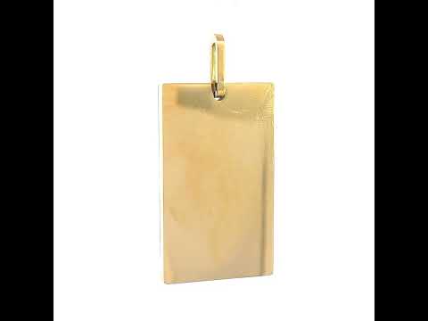 Stainless Steel Yellow-tone Mens Rectangle Dog Tag Pendant