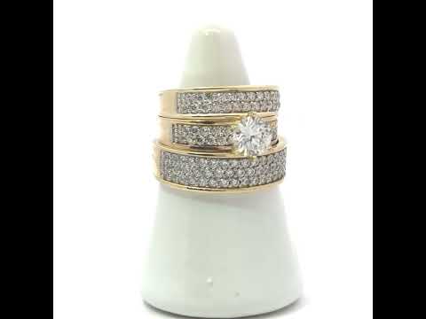 10K Two-tone Gold Cubic-Zirconia His & Hers Trio Ring Set