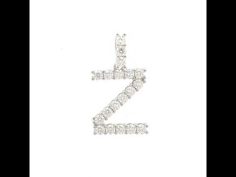 925 Sterling Silver Unisex 1.92ct Moissanite Initial Alphabet Z Charm Pendant