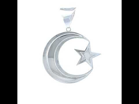 925 Sterling Silver Mens Moon Star Celestial Religious Charm Pendant