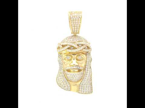 925 Sterling Silver Yellow-tone Mens 1.52ct Moissanite Jesus Religious Charm Pendant