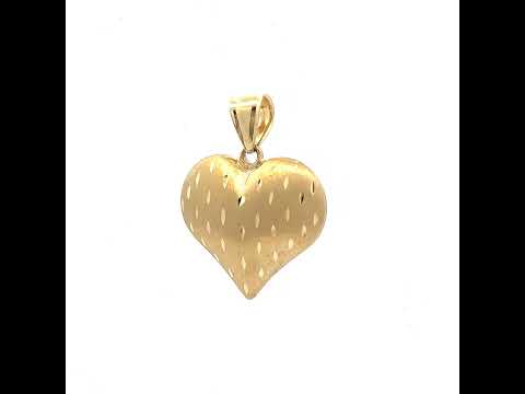 10K Yellow Gold Womens Puffed Heart Charm Pendant