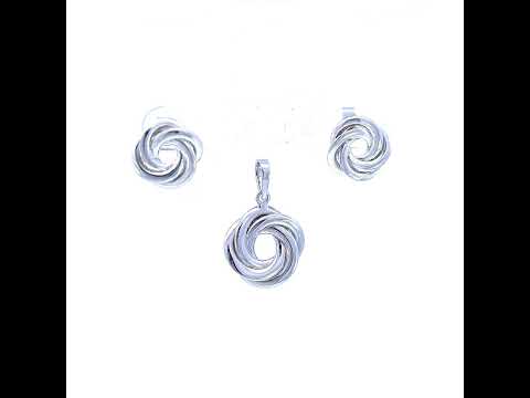 925 Sterling Silver Womens Love Knot Earrings And Pendant Set