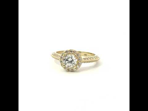 10K Yellow Gold Womens Cubic-Zirconia Engagement Ring