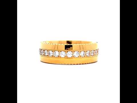 Yellow Stainless Steel Mens Cubic Zirconia Sizes-9 to 12 Comfort-fit Fashion Band Ring