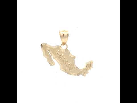 10K Yellow Gold Unisex Mexico Map Country Charm Pendant