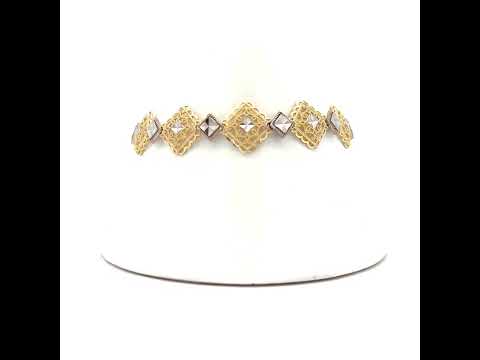 10K Two-Tone Gold Womens Link Bracelet Size 7 Inches