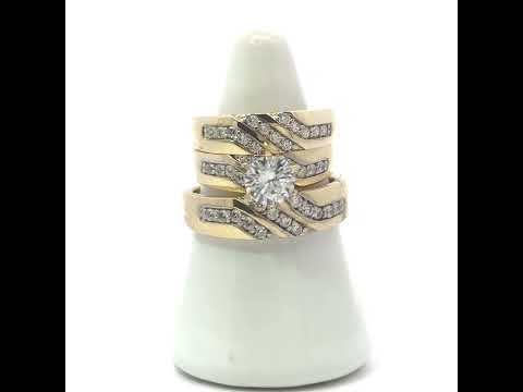 10K Two-tone Gold Cubic-Zirconia His & Hers Trio Ring Set