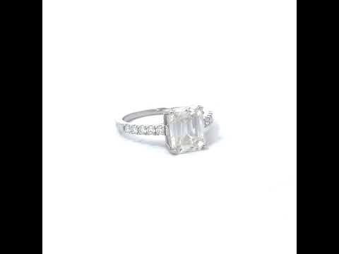 925 Sterling Silver Womens Emerald Round Moissanite Engagement Ring Size 11