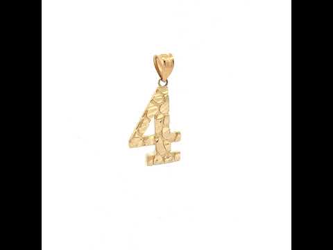 14K Gold Number "4" Pendant