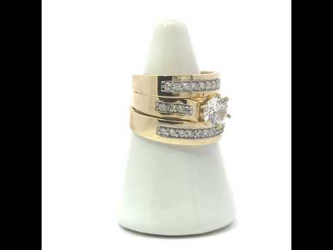 10K Two-tone Gold Cubic-Zirconia His & Hers Trio Ring Set