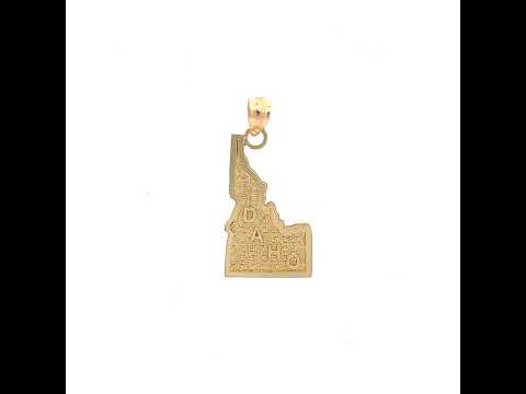 10K Yellow Gold Mens IDAHO American State Charm Pendant