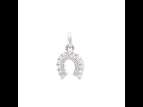 925 Sterling Silver Unisex Cubic-Zirconia Horseshoe Good Luck Pendant
