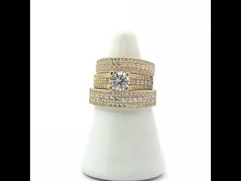 10K Two-Tone Gold His & Her Cubic-Zirconia Trio Ring Set