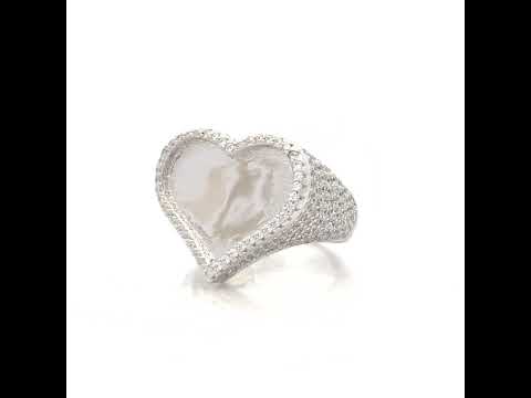 925 Sterling Silver Womens Cubic-Zirconia Cluster Heart Ring Size 10