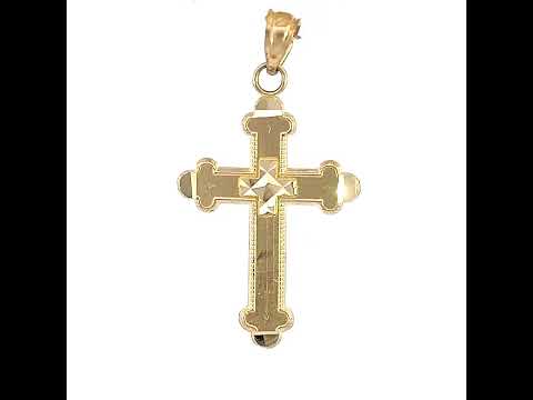 10K Two-Tone Gold Unisex Cross Religious Charm Pendant