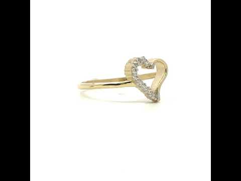 10K Two-tone Gold Women Cubic-Zirconia Heart Ring