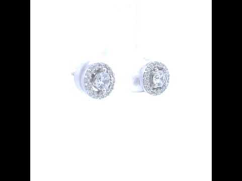 925 Sterling Silver Womens Cubic-Zirconia Round Stud Earrings