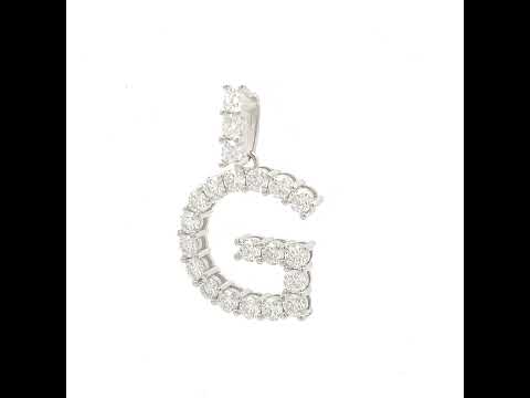 925 Sterling Silver Unisex 2.12ct Moissanite Initial Alphabet G Charm Pendant