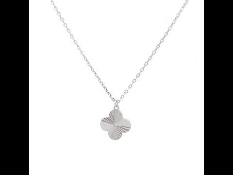 925 Sterling Silver Womens Cubic-Zirconia Clover Good Luck Charm Necklace Size 16 + 2 Inches