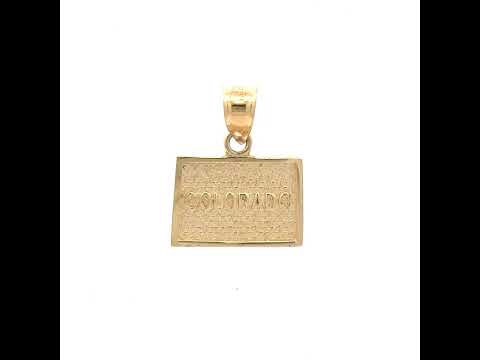 10K Yellow Gold Textured Unisex Colorado Charm Pendant