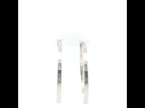 925 Sterling Silver Womens Diamond-Cut Square Tube Hoop Earrings