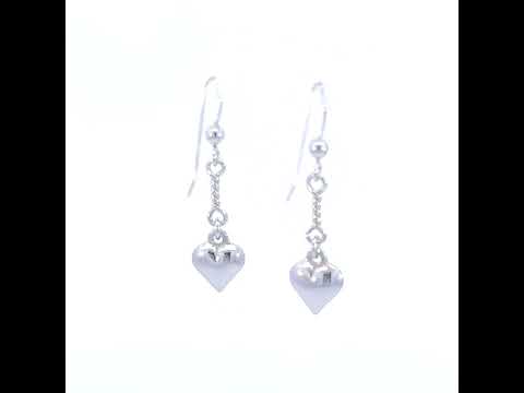 925 Sterling Silver Womens Heart Danglers Earrings