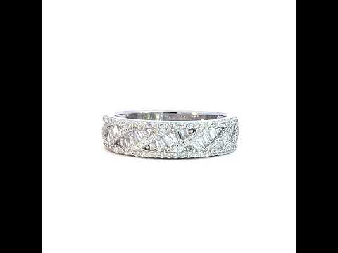 925 Sterling Silver Mens Baguette Round Cubic-Zirconia Fashion Wedding Band Ring