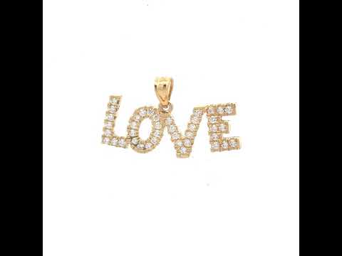 10K Two-Tone Gold Womens Cubic Zirconia Cubic-Zirconia Love Charm Pendant