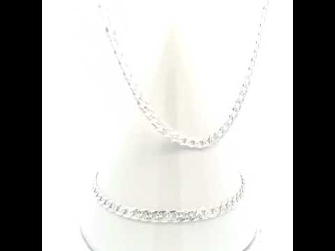 925 Silver Solid Pave Super Flat Cuban Chain Silver 3.7mm-20