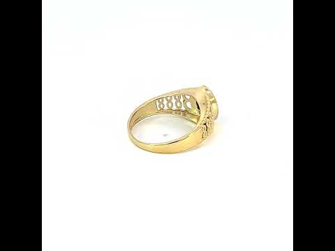 10K Yellow Gold Baby Black Oval Cubic-Zirconia Fashion Ring