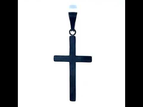 Stainless Steel Black-tone Mens Cross Religious Charm Pendant