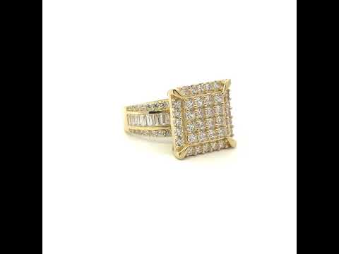 10K Yellow Gold Mens Baguette Cubic-Zirconia Square Head Pinky Ring