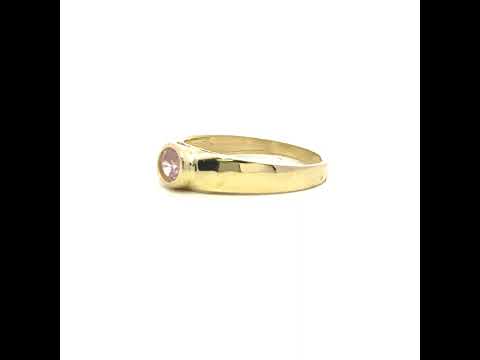 10K Yellow Gold Baby Round Garnet Cubic Zirconia Birth Stone Ring