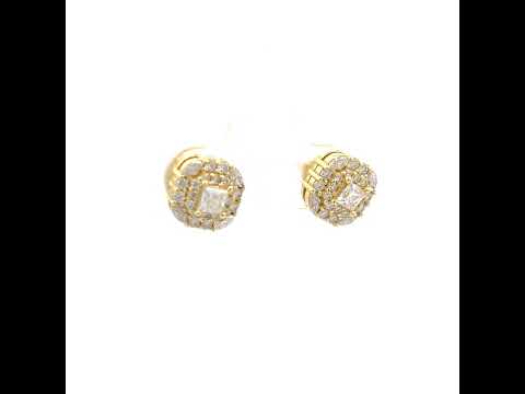 925 Sterling Silver Yellow-Tone Womens Round Marquise/Princess-cut 0.35ct, 0.93ct Moissanite Square Fashion Stud Earrings