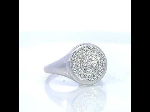 925 Sterling Silver Mens Aztec Calendar Fashion Ring Size 9