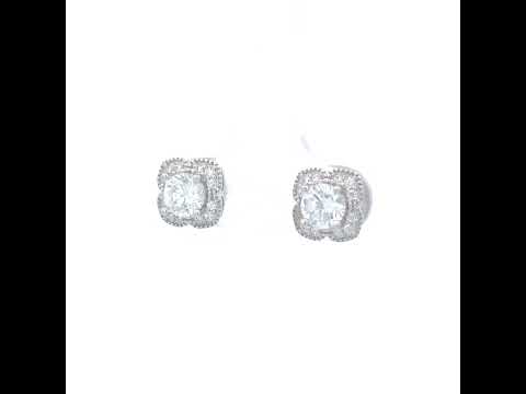 925 Sterling Silver Womens Cubic-Zirconia Flower Fashion Stud Earrings