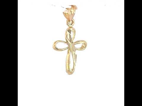 10K Two-Tone Gold Mens Women Diamond-Cut Cross Religious Charm Pendant